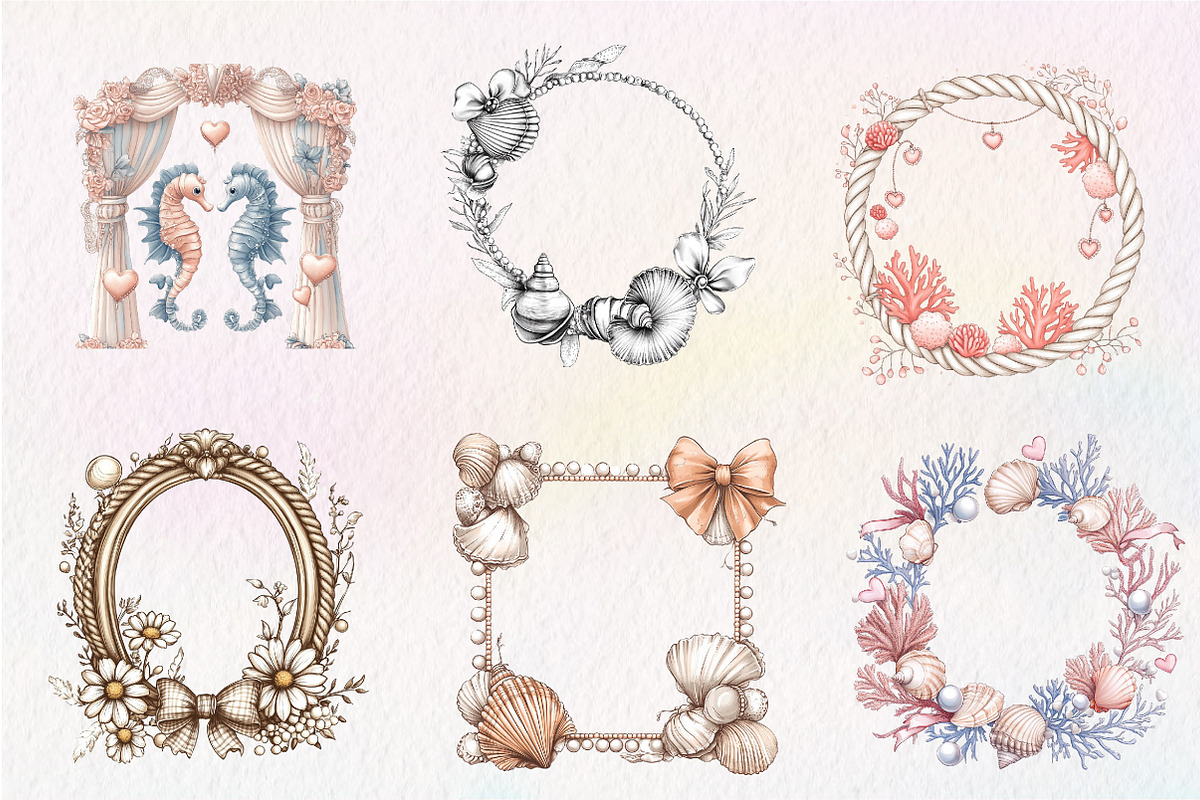 Coquette Coastal Summer Frame Bundle, an Illustration by CreationArt (Photo 3 of 5)