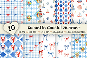 Coquette Coastal Summer Pattern, a Pattern Graphic by FloridPrintables (Thumbnail 1 of 9)