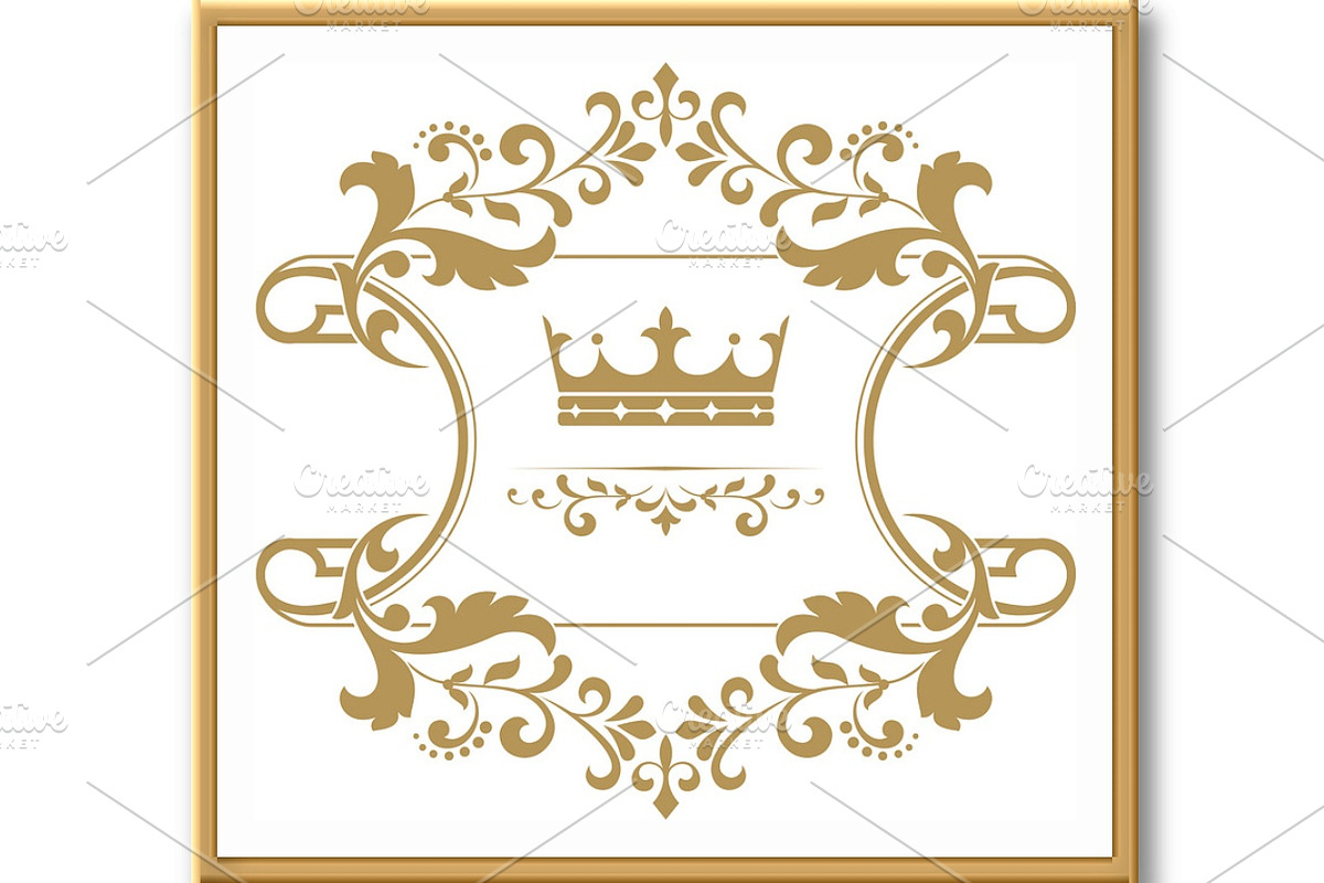 Gold crown in a vintage frame, a Pattern Graphic by RODINA (Photo 2 of 3)