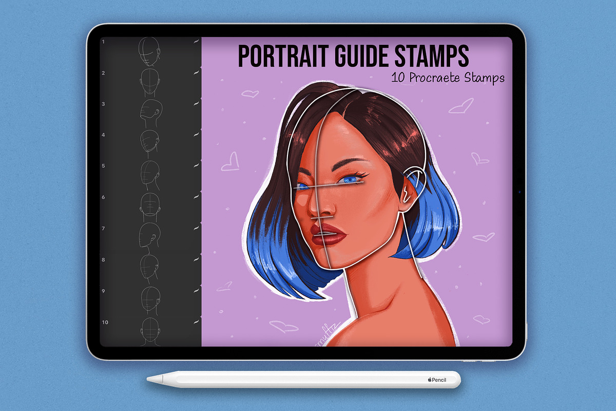 Portrait Guide Procreate Stamps, a Brush Add-On by SmuffizStudio (Photo 1 of 3)