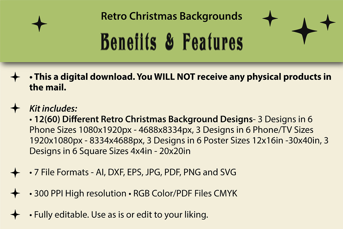 Retro Christmas Ornament-Backgrounds, a Seasonal Illustration by Blynn Pippen (Photo 9 of 19)