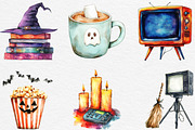 Watercolor Halloween Movie Night, an Illustration by Black Bird Studio (Thumbnail 4 of 6)