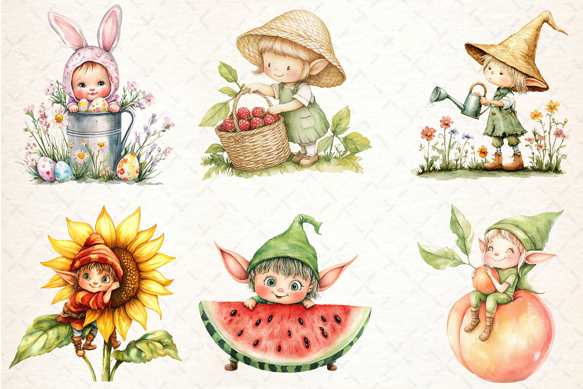 Summer Elves Sublimation Clipart, an Illustration by Rose Art (Photo 2 of 4)