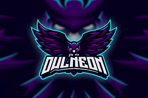 Owl Neon Light Logo Template