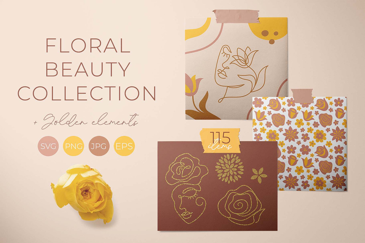 Floral Beauty Set. Daring Sunflower., a Texture Illustration by Illustana (Photo 1 of 10)