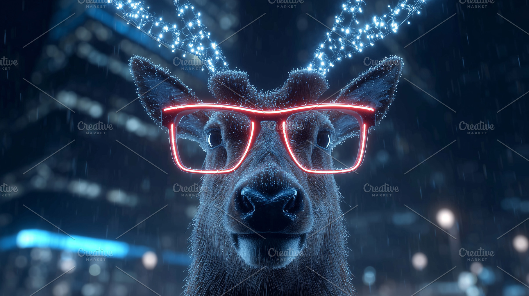Futuristic reindeer with glowing, an Animal Photo by MistyDay
