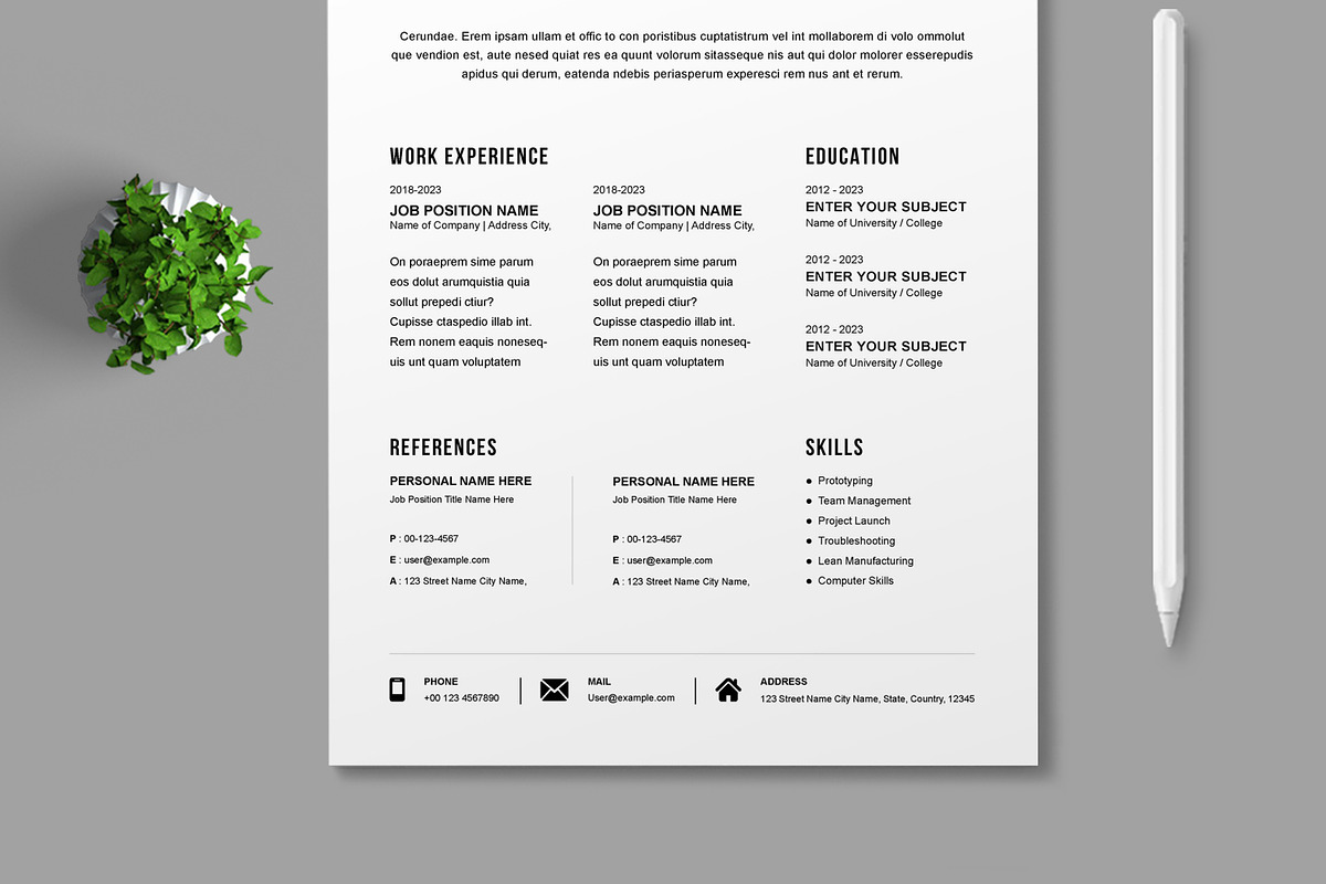 Resume Template, a Resume Template by MightyDesign (Photo 3 of 8)