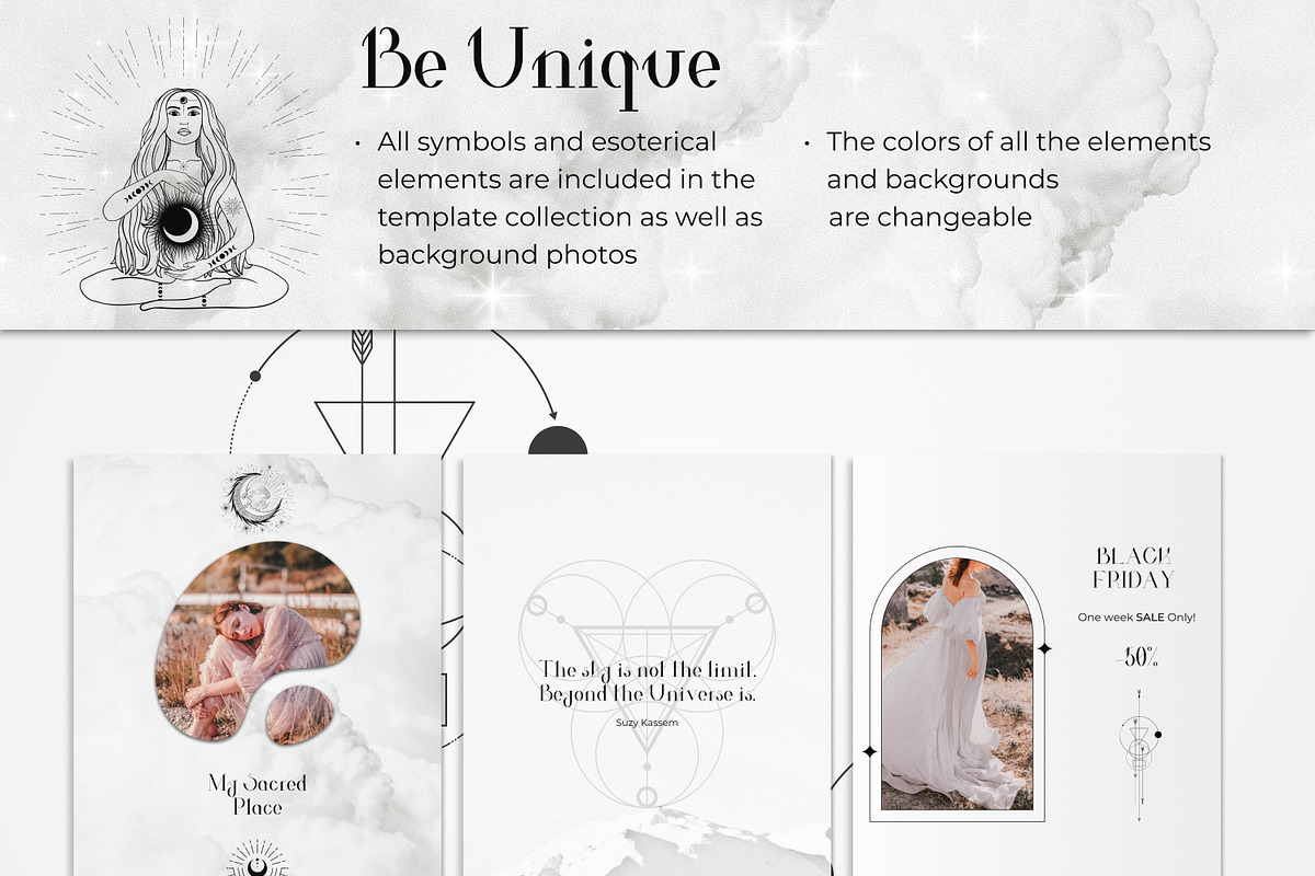 White Spiritual Instagram Posts, a Social Media Template by Under My Cozy Roof (Photo 4 of 11)