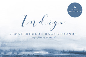 Watercolor Backgrounds - Indigo