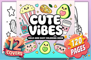 Bold and Easy Cute Vibes Coloring Pa, a Decorative Illustration by Ink Gallery