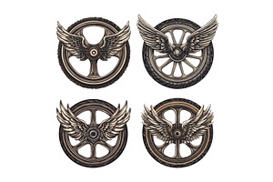 Motorcycle winged wheel cartoon, an Object Illustration by Valerie Bodnar
