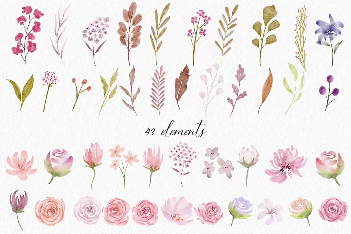 Spring flowers watercolor clipart, an Illustration by LuiDesignStudio (Photo 2 of 5)