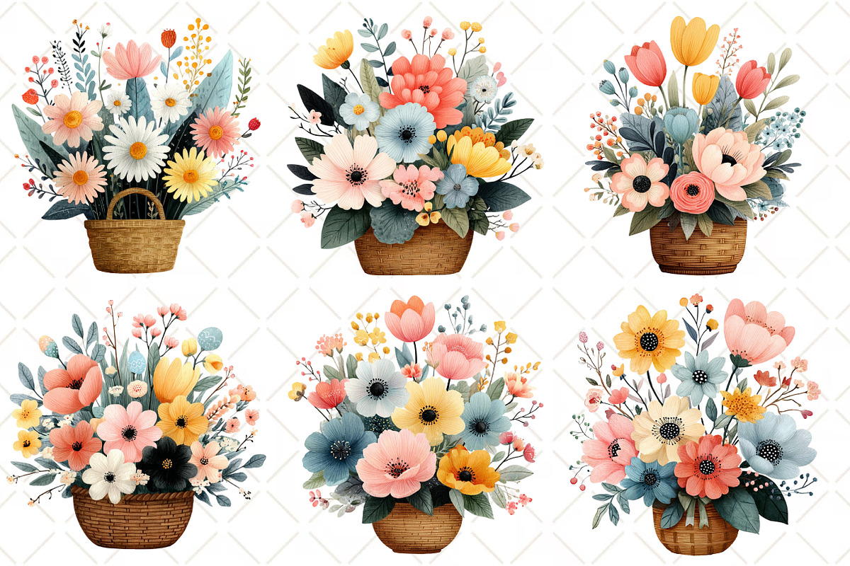 Watercolor Spring Flowers Clipart, an Illustration by Black Bird Studio (Photo 4 of 5)