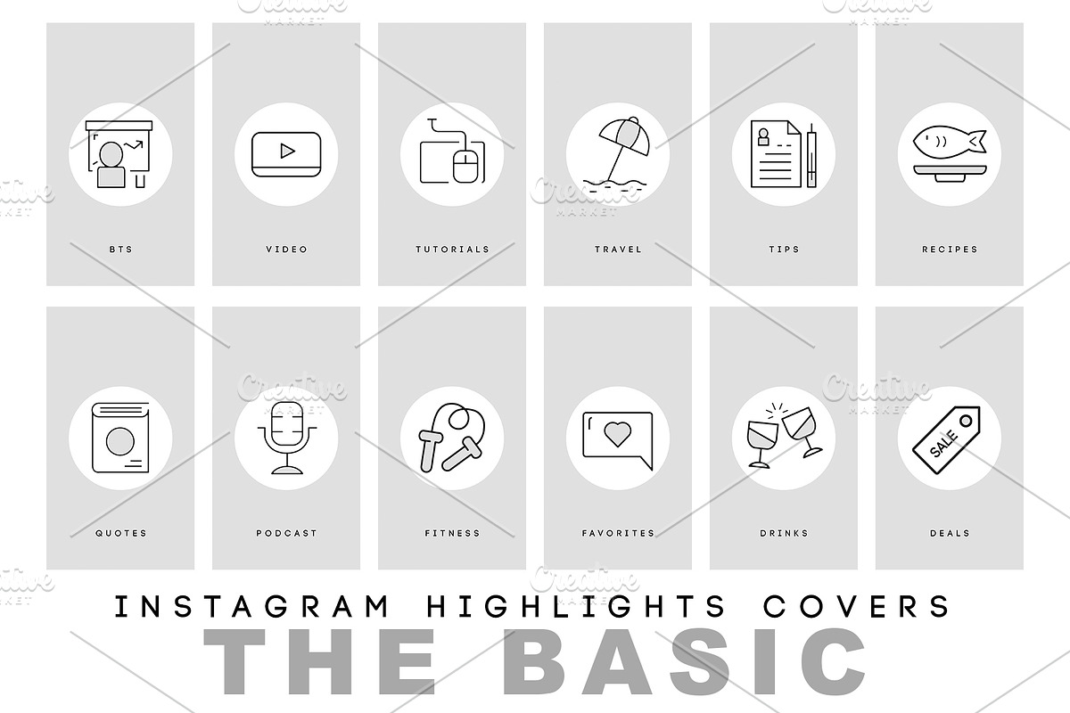 Modern and Basic Instagram Highlits, a Graphic by The Social Esthete