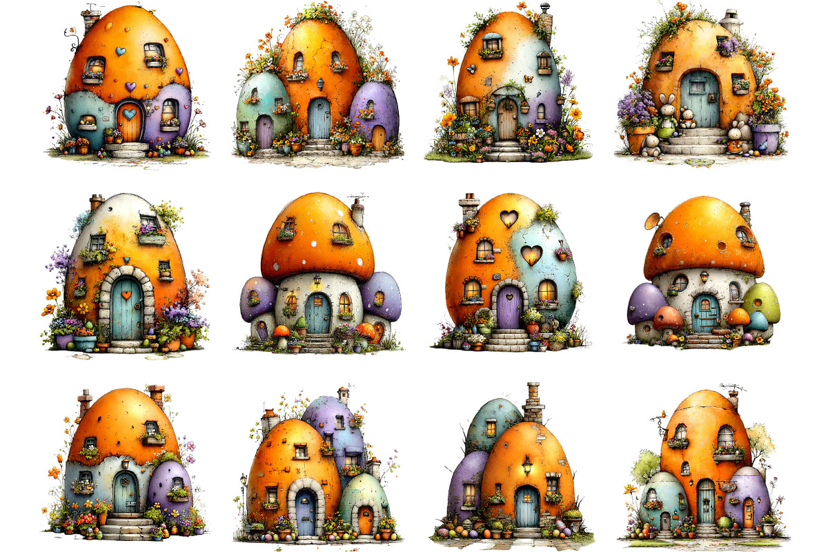 Watercolor Easter Egg House Clipart, an Illustration by Designking (Photo 2 of 5)