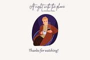 Night with the phon Vector Clipart, a Person Illustration by Universe Mary (Thumbnail 8 of 8)