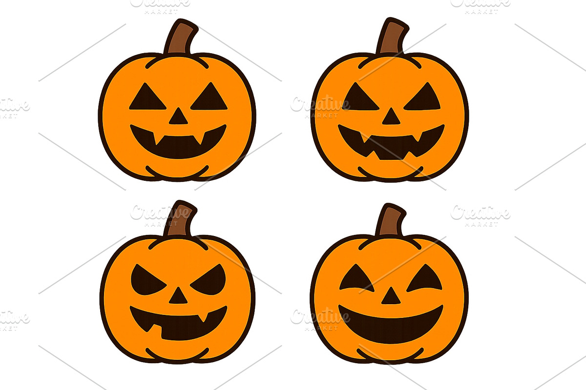 Colorful carved pumpkins, an Illustration by ZinetroN
