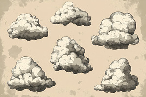 Various vintage cloud sketches, a Photo by Pavel_design