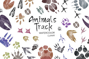 Watercolor Clipart Animals Track