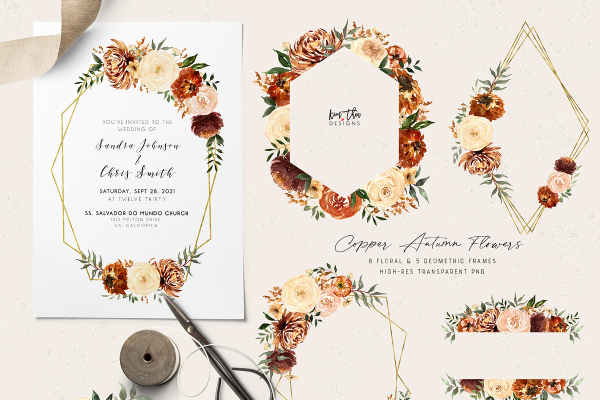 Copper Autumn Flowers, an Illustration by Kim Thoa Designs (Photo 4 of 10)