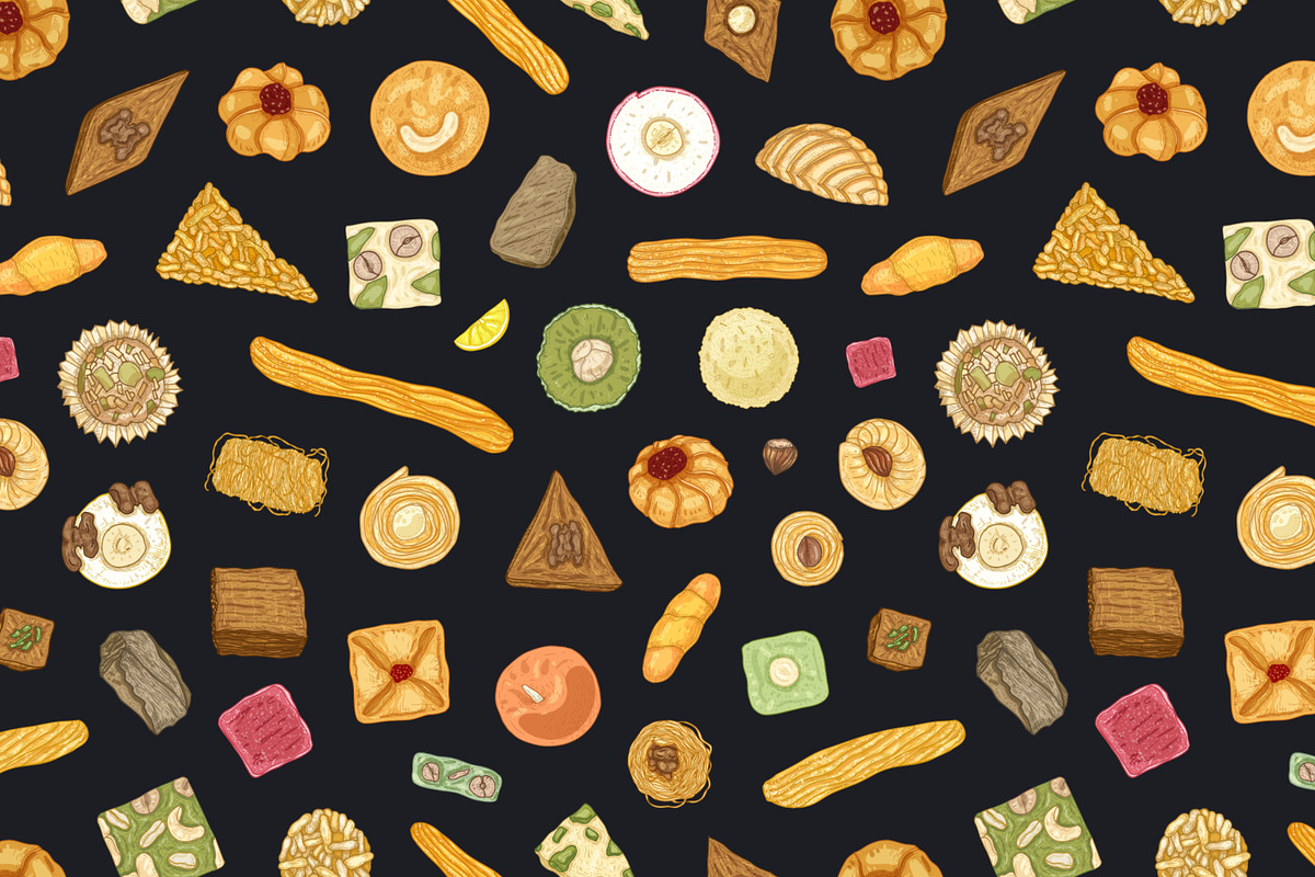Oriental sweets set + backgrounds, a Food Illustration by Good Studio (Photo 16 of 21)