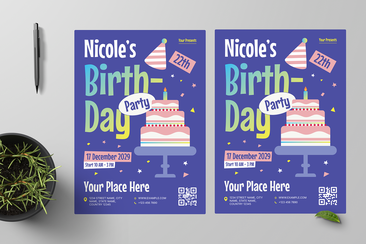 Birthday Party Flyer, a Flyer Template by Annora Studio (Photo 4 of 6)