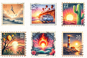 Summer Postage Stamp Clipart, an Illustration by OK Design (Thumbnail 4 of 5)