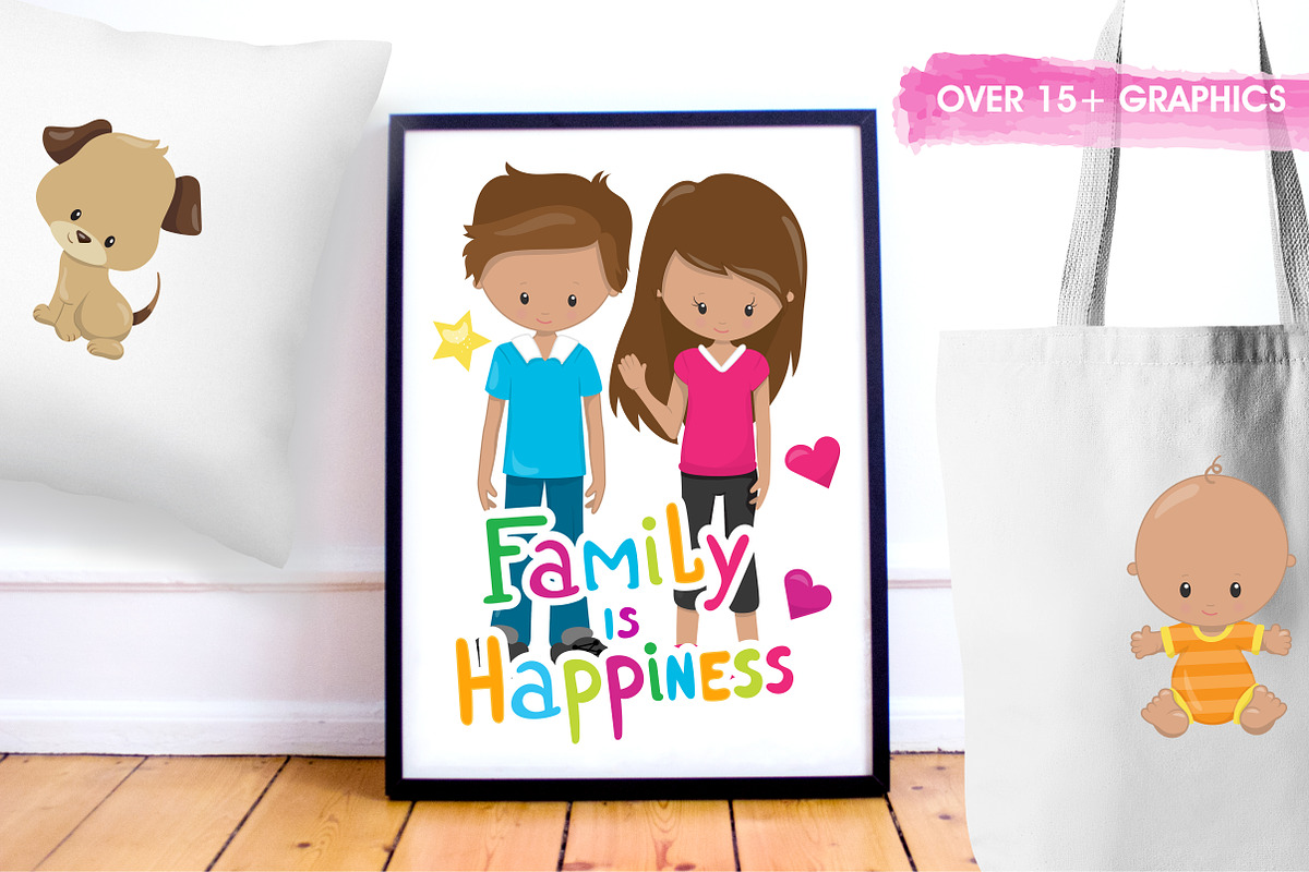 Happy family illustration pack, an Illustration by PrettyBundles (Photo 5 of 5)