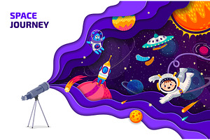Paper cut galaxy space, a Technology Illustration by Vector Tradition