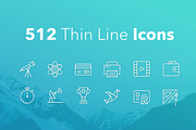 512 Thin Line Icons, an Outline Icon by Okodesign Market (Thumbnail 1 of 5)