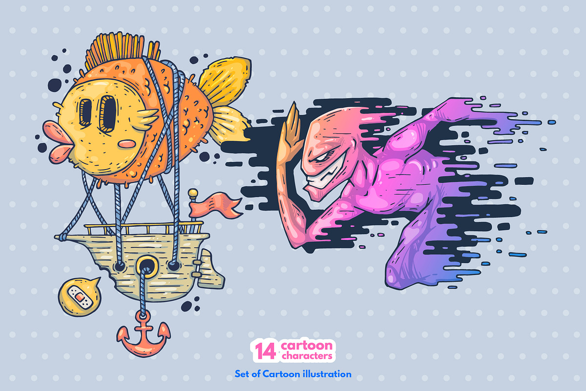 14 Different Cartoon Characters, a Technology Illustration by Andrew_Derr