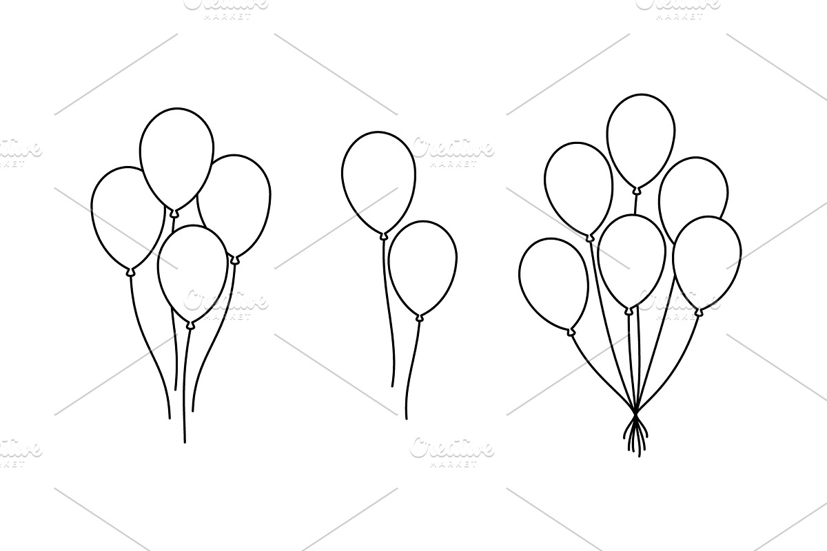 Balloon outline vector set. Minimal, an Object Illustration by GraphiShop