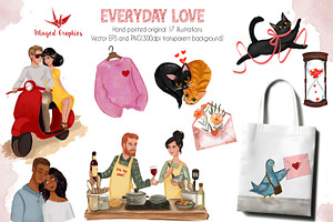 Everyday love : illustration set, a Person Illustration by Winged Graphics