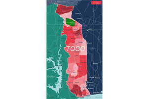 Togo Country Detailed Editable Map