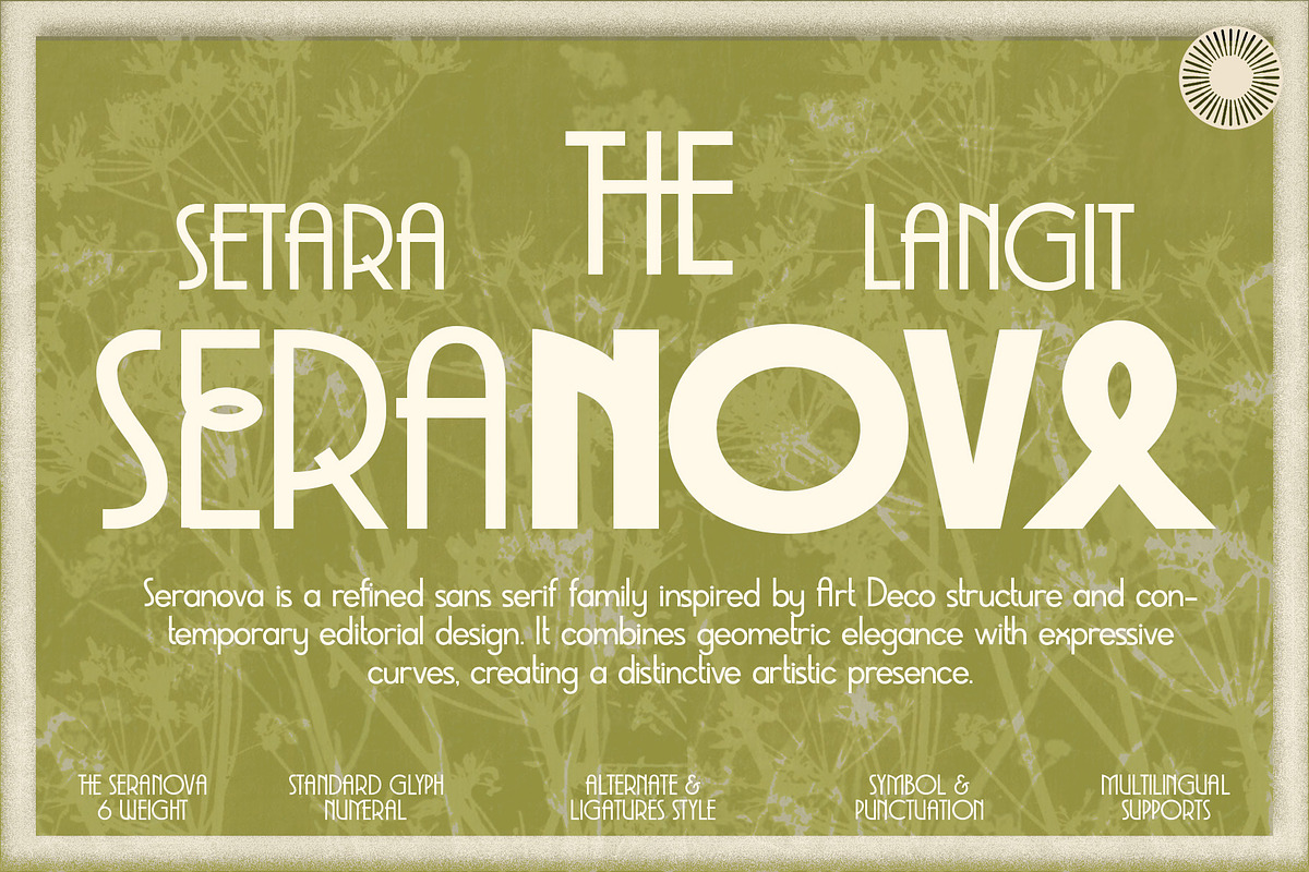 The Seranova - Contemporary DecoSans, a Sans Serif Font by Setara Langit CreativeStd (Photo 1 of 16)