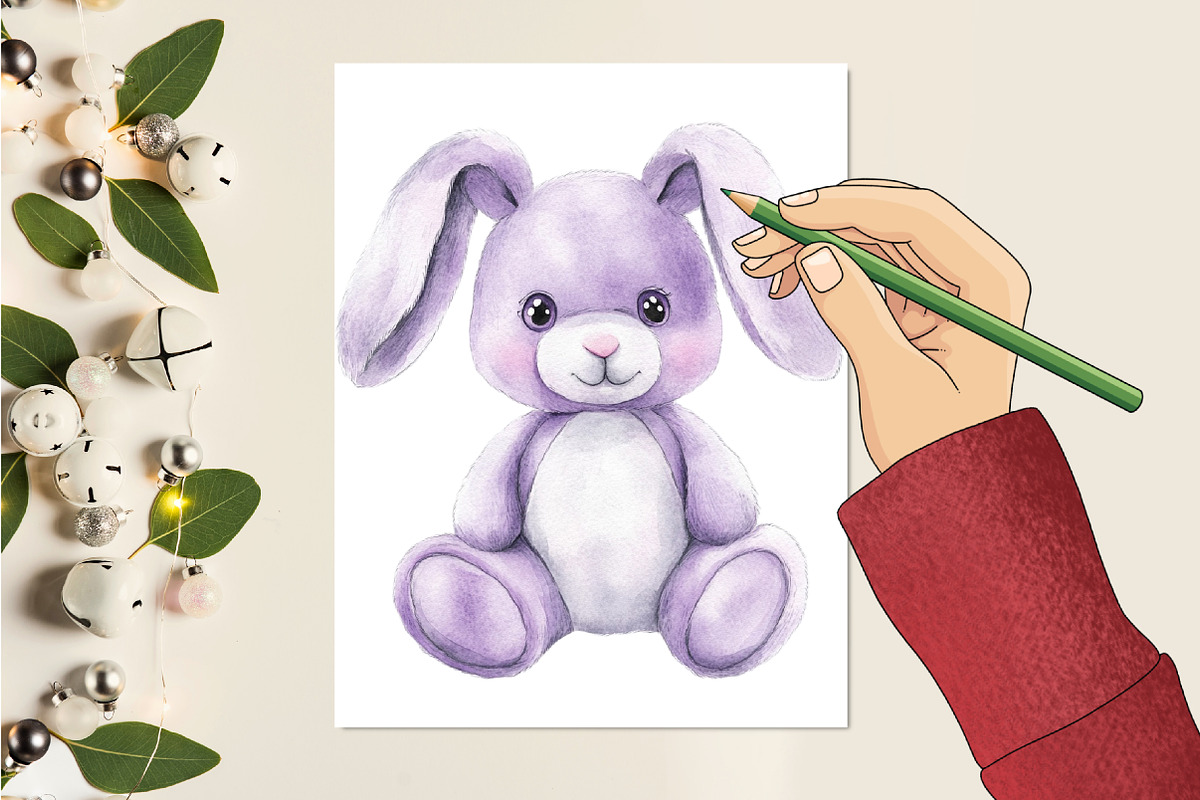 Watercolor Bunny Clipart, a Seasonal Illustration by CitraGraphics (Photo 5 of 6)