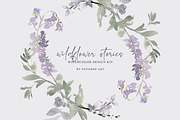 Watercolor Wildflower Clipart Set, an Illustration by Patishop Art (Thumbnail 3 of 23)