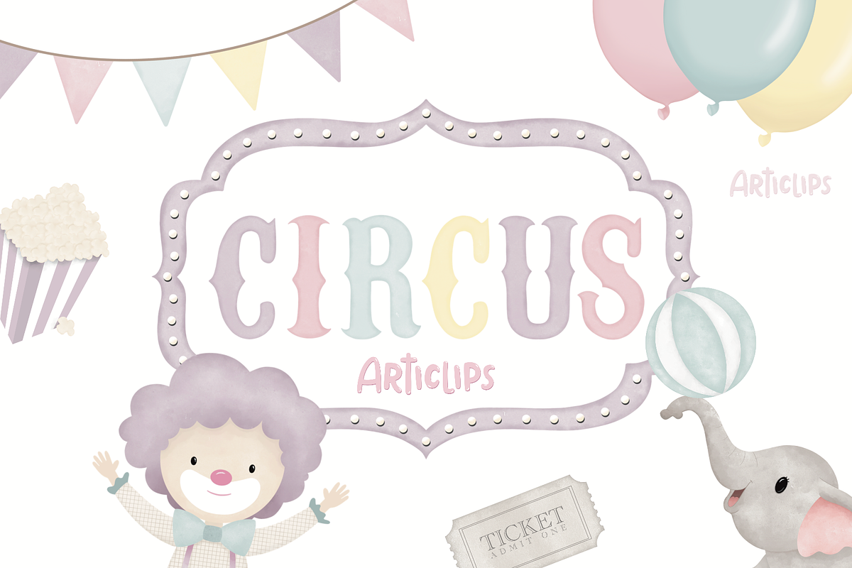 Pastel Circus Clipart, a Decorative Illustration by Articlips (Photo 1 of 3)