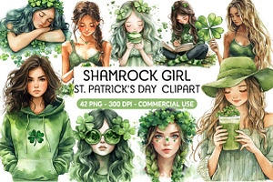 Watercolor Girl St. Patrick's Clipar, an Illustration by Daily.Designs
