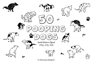 Funny Pooping Dogs, an Illustration by Anastasiya Klempach