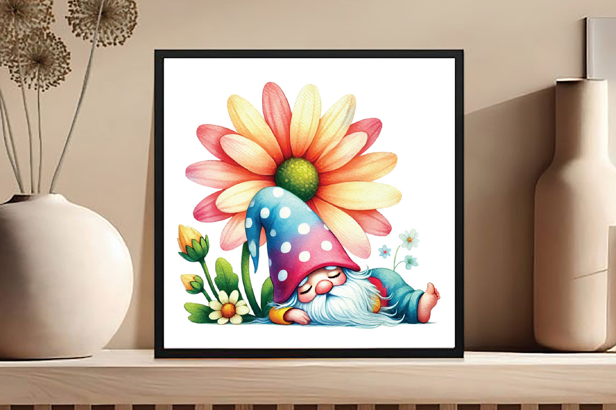 Watercolor Cute Gnomes with Daisy, an Illustration by DreamCafeArt (Photo 5 of 5)