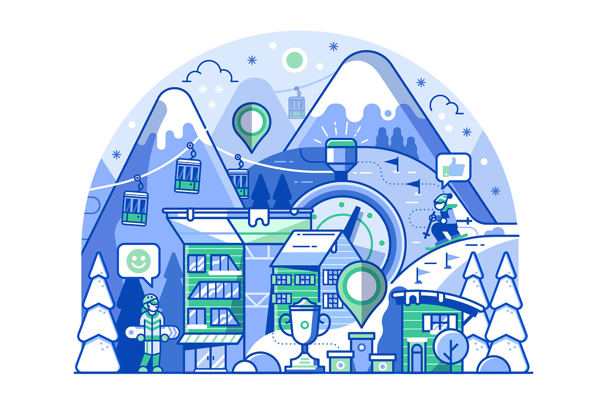 Skiing Resort Web Illustrations, a Sport Illustration by Alex Krugli (Photo 4 of 15)