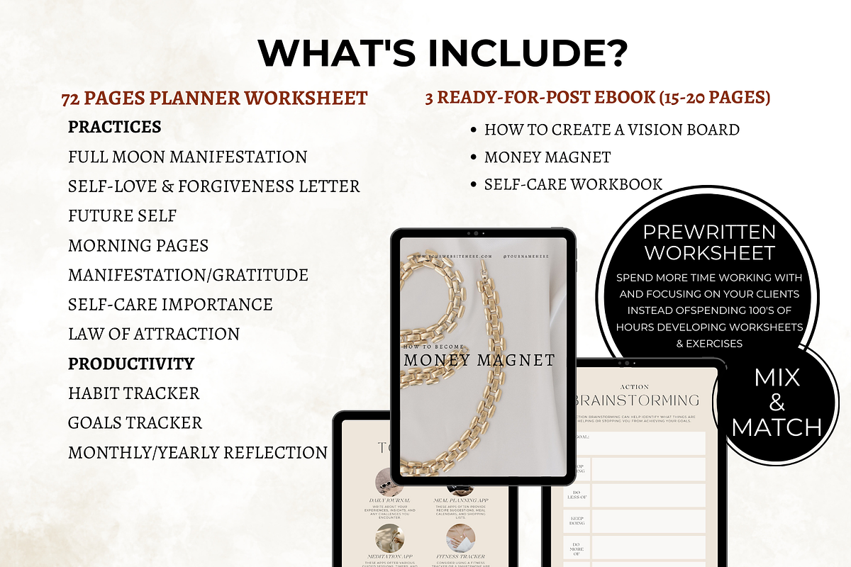 Ultimate Manifesting Planner Bundle, a Social Media Template by Digital By Nikoleta (Photo 2 of 7)