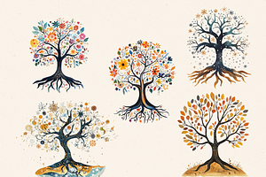 TREES WITH ROOTS CLIPART PACK