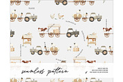 Farm cart farming gardening pattern, a Pattern Graphic by Milatoo (Thumbnail 1 of 4)