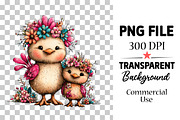 Whimsical Mothers Day Chickens, an Animal Illustration by Watercolor design (Thumbnail 4 of 6)
