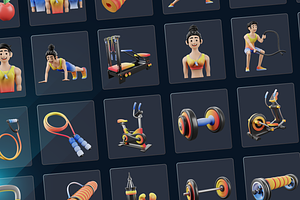 3D Gym & Fitness Icons