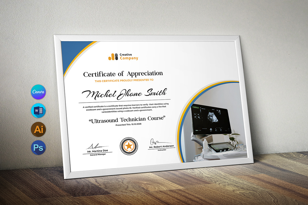 Ultrasound Technician Certificate, a Stationery Template by DesignDevisers (Photo 1 of 10)