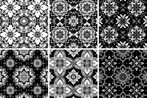 Black Mandala Seamless Patterns