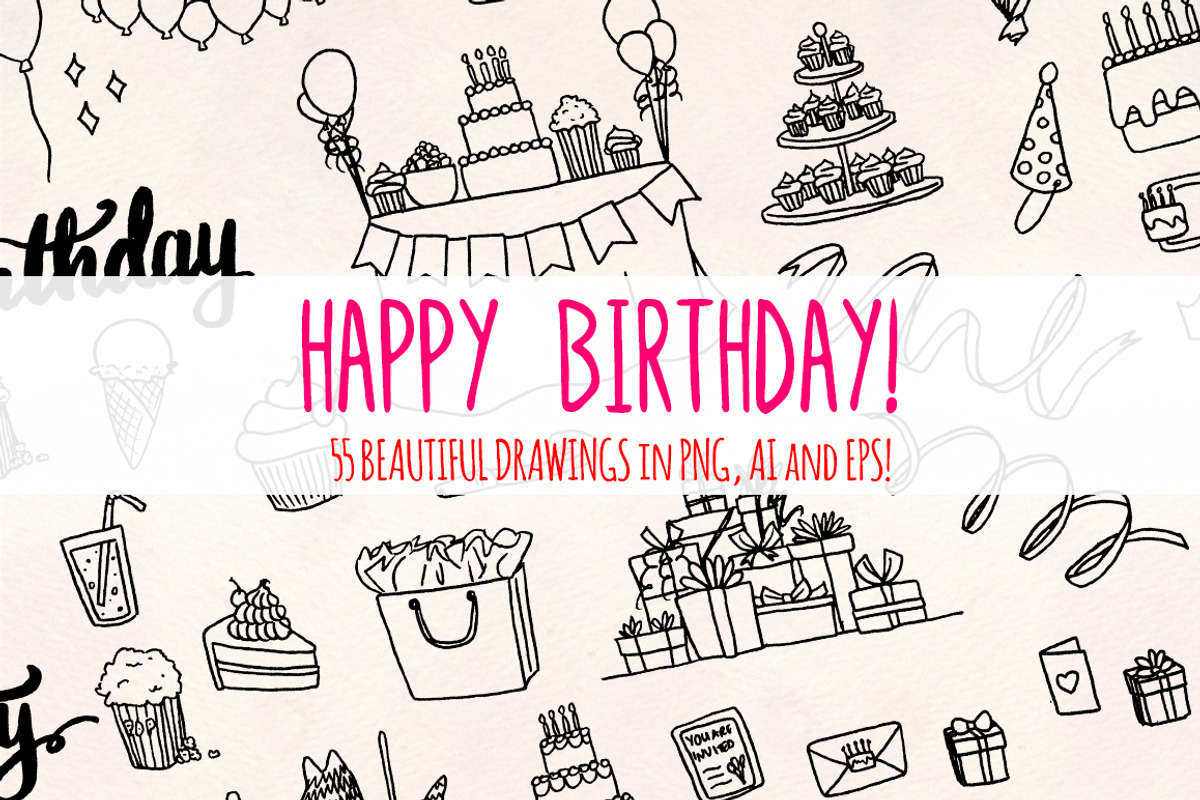 Birthday Party Vector Bundle, a Seasonal Illustration by Violet LeBeaux (Photo 1 of 3)